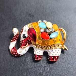 Colorful Elephant Brooch with Gem Accents